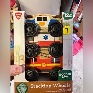 Nwt Wooden Fire Truck Toy for Kids - Red and Black